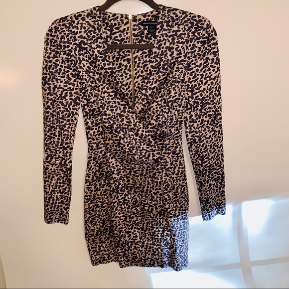 French Connection Leopard Faux Wrap Dress Size 0 - Picture 5 of 9
